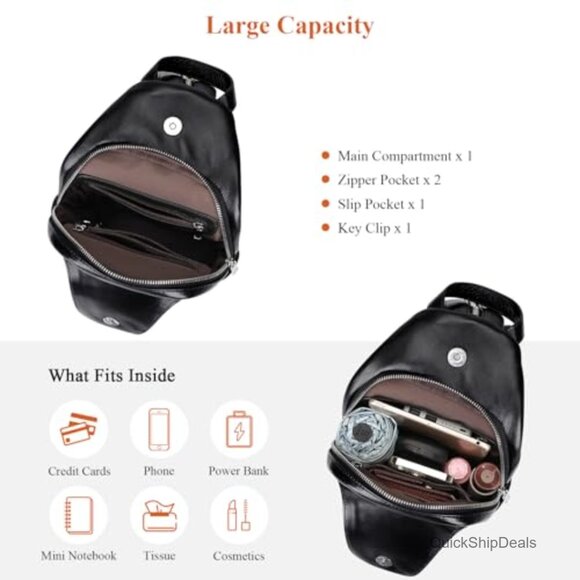 Genuine Leather Convertible Sling Bag Crossbody Purse Backpack